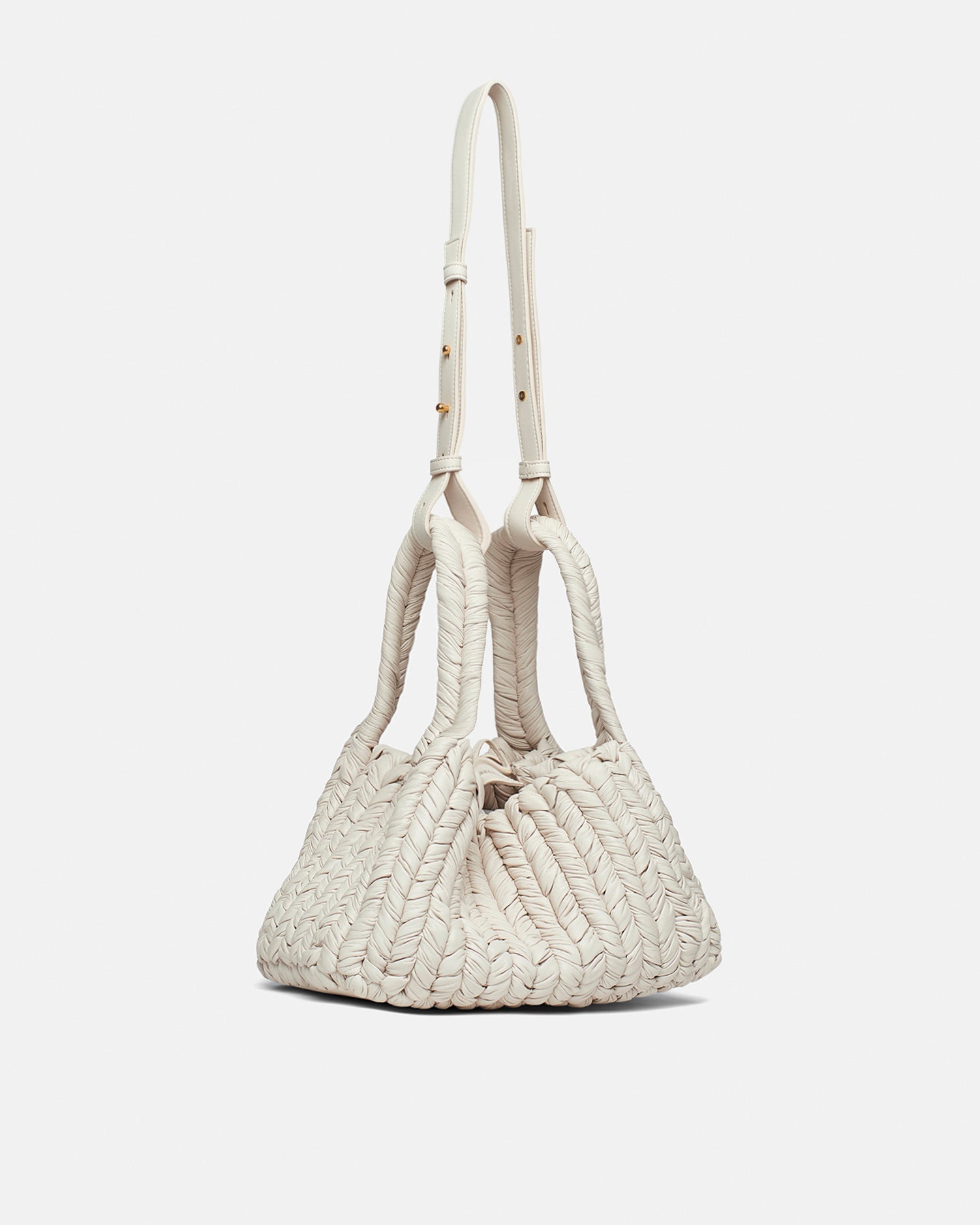 The Busket - Okobor™ Alt-Leather Knit Bucket Bag - White – Nanushka