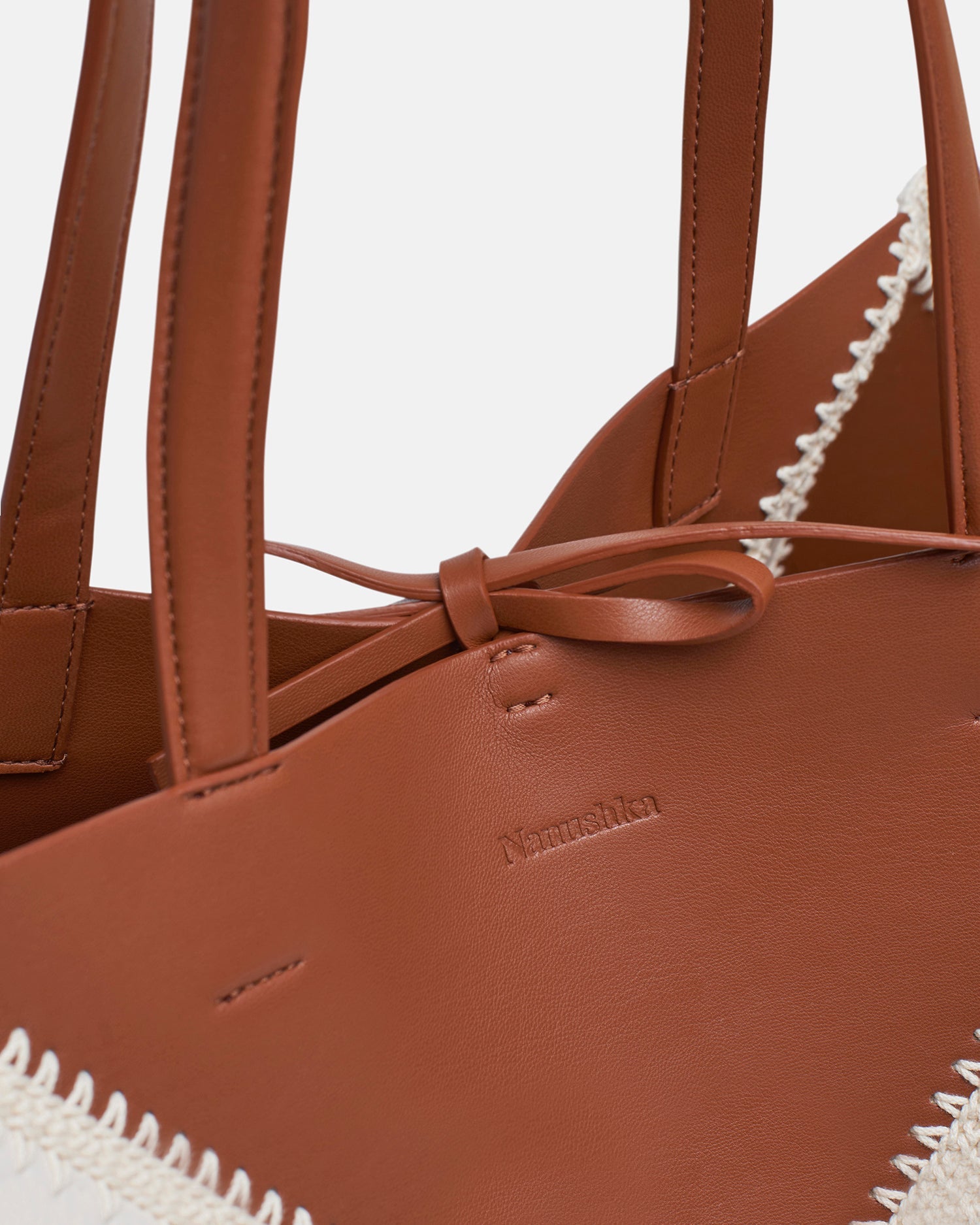 Nappa leather tote bag with multi-way strap - Khaki