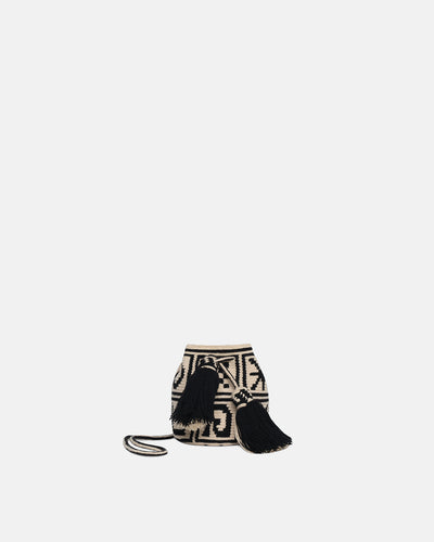 Wayuu Symbol Mini - Crocheted Bucket Bag - Kopjafa Black/Creme