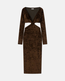 Zanee - Sale Cut-Out Crushed-Velvet Dress - Dark Brown