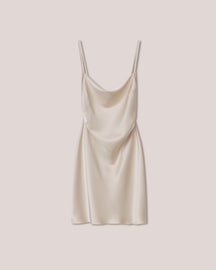 Malia - Glossy Satin Mini Slip Dress - Creme