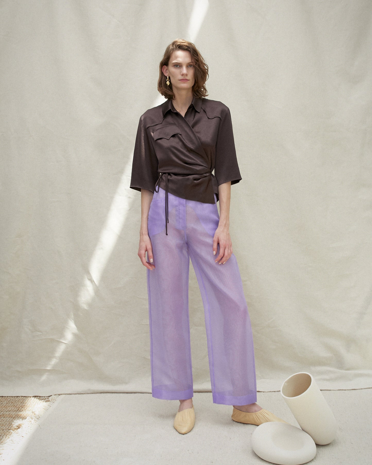 Marfa - High Rise Wide Leg Pants - Lilac