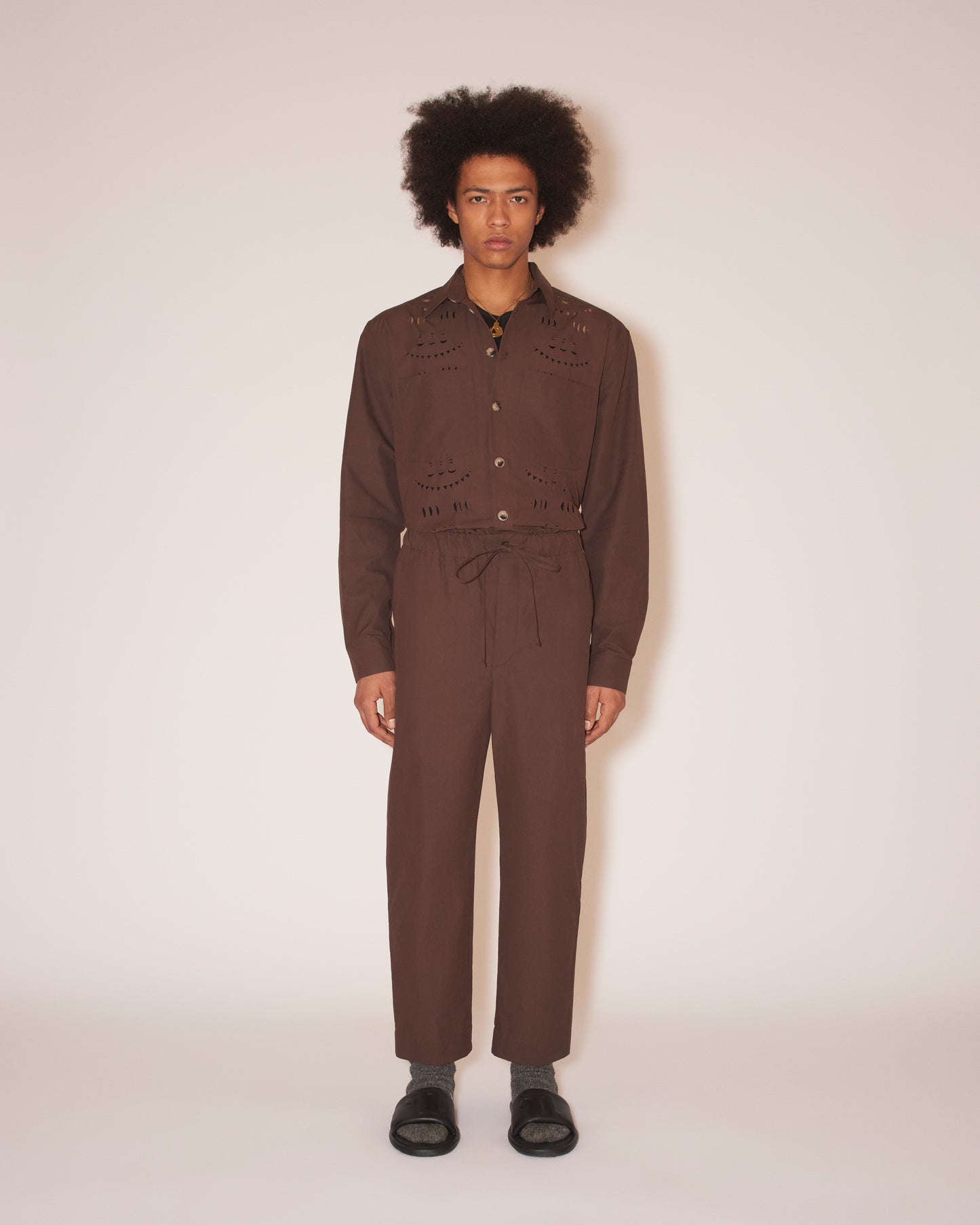 Jain - Heavy Poplin Relaxed Pants - Dark Brown