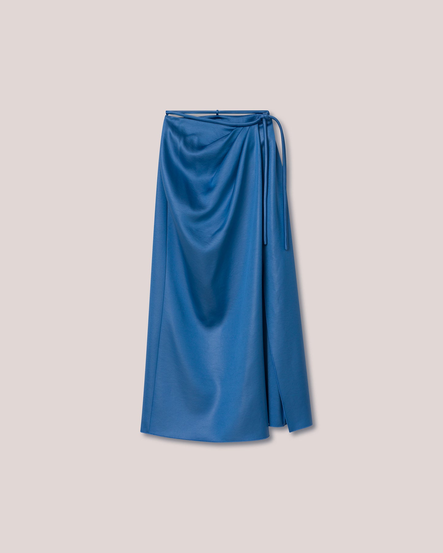 Lea - Glossy Satin Wrap Skirt - Blue Ss22