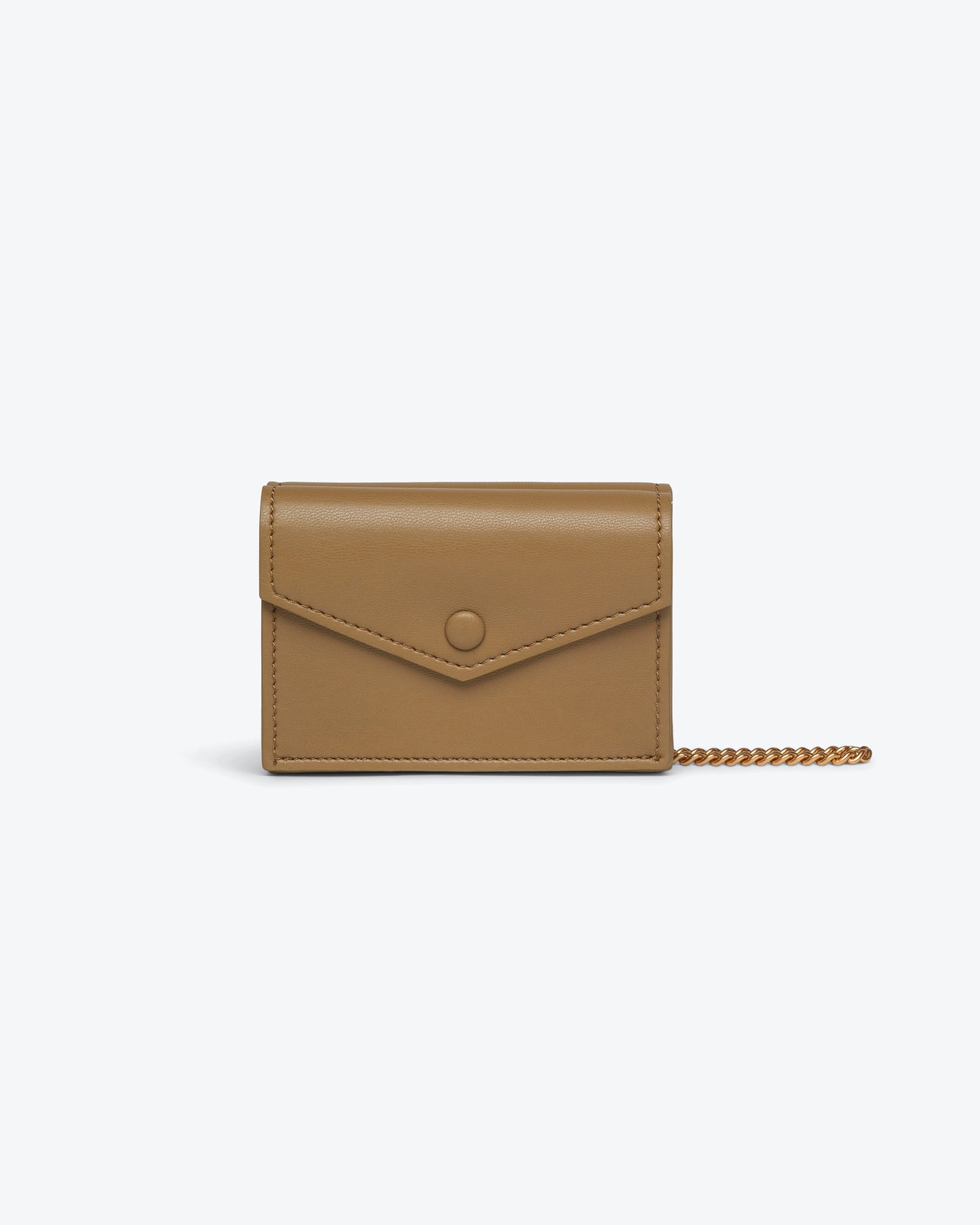 The Concertina Mini - Sale Alt-Nappa Chain-Trimmed Cardholder - Light Khaki