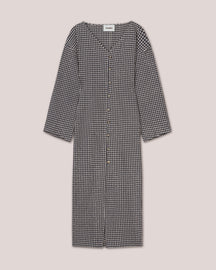 Verda - Sale Seersucker Maxi Dress - Navy Creme Check