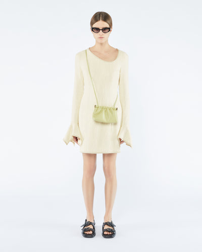 Elva - Sale Textured Bouclé Tweed Dress - Creme