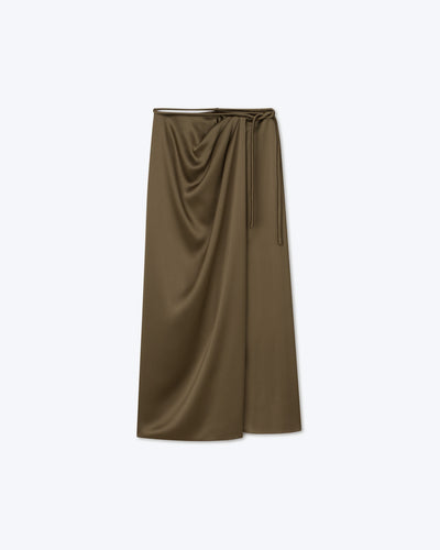 Lea - Midi Wrap Skirt - Dark Khaki