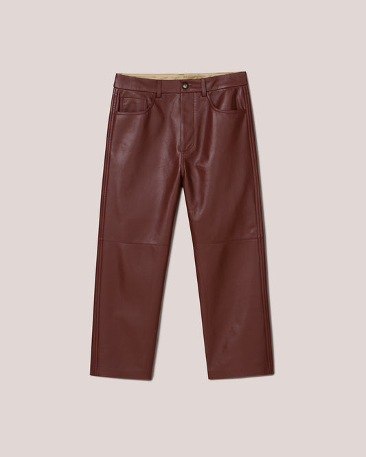 Nor - Sale Regenerated Leather Relaxed Straight-Leg Pants - Mahogany