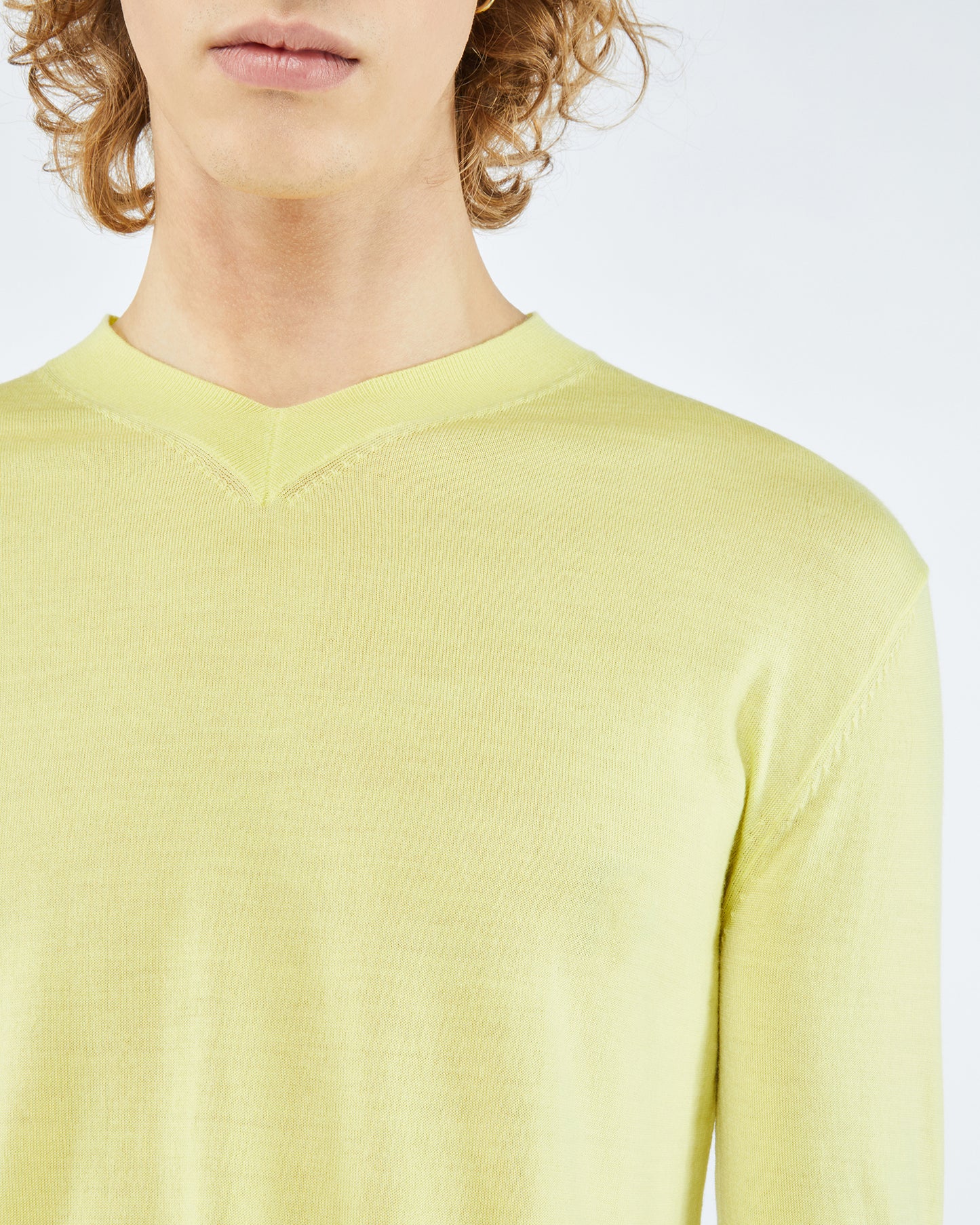 Kodi - Sale Merino Wool V-Neck Sweater - Lime Superfine Merino