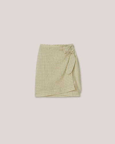 Bonni - Sheer Check Wrap Skirt - Vanilla