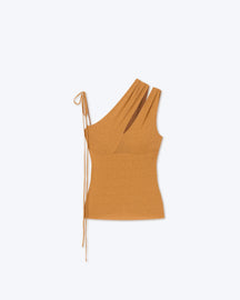 Sifra - Sale Mesh-Jersey Top - Caramel